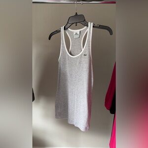 Lacoste Classic Ribbed Sport Racerback Tank | Grey with white trim | Size: 36